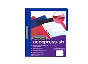 Folder accopress oficio sh ACCO color az Tamaño oficio, papel tipo pressboard, sistema con broche metálico de 8 cm, media ceja, esquinas redondeadas, capacidad hasta 300 hojas, 15 puntos de espesor, gramaje 326 g, paquete c/10 piezas                                                                ul obscuro con broche de 8 cm            - P4565