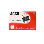 Sujeta documentos grande ACCO capacidad  Sujeta hojas con gran presión evitando que se suelten, abertura de 1 1/16 " (50 mm), ancho de 2 ", gran resistencia, caja c/12 piezas                                                                                                                           hasta 220 hojas                          - ACCO