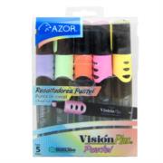 Marcador Resaltador Visión Plus Pastel Redondo Punta Cincel Colores Surtidos C/5 Pzas 2625P - Código: 2625P | Compra en Guadalajara
