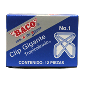 Clip Baco Gigante 1 Zincado Caja c/12 clips CL017 - Código: CL017 | Compra en Guadalajara