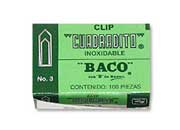 Clip Baco Cuadradito 3 Niquelado Paquete c/10 Cajas c/100 Clips c/u CL011 - Código: CL011 | Compra en Guadalajara