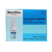 Corrector Líquido Barrilito Dual Bote 10ml 1 Pza - BARRILITO