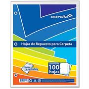 HOJA REPUESTO ESTRELLA CARTA BLANCO 100HJS PAQ C/20 - 0558