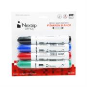 BUNDLE JUEGO MARCADOR PIZARRON BLANCO NEXTEP 4 COLORES PUNTA GRUESA CINCEL 4MM. CONT. 4 PIEZAS NE-078 B - Código: NE-078 B | Compra en Guadalajara