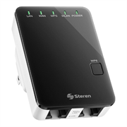 Repetidor y Punto Acceso Steren Wi-Fi Pared 2.4 GHz 17m Cobertura Color Negro - COM-818