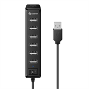 Hub Steren USB 7 Puertos con Eliminador de 2A Color Negro USB-537 - Código: USB-537 | Compra en Guadalajara