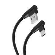Cable Steren USB a USB-C Conectores a 90 grados 1.2m Color Negro - USB-3965