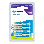 Pila recargable STEREN aaa/1100  blister Pila recargable de níquel metal, tamaño aaa, de 1, 2 volts capacidad nominal de 1,100 mah mili amperes hora. se usa principalmente en equipos como cámaras digitales, juguetes y más                                                                            de 4                                     - BAT-NM-AAA/1100